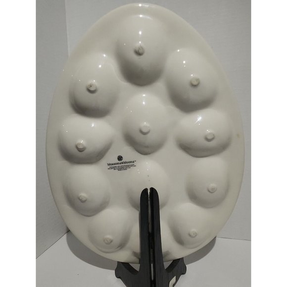 Ceramic Egg Tray Egg Holder Deviled Egg Dish~ Easter Eggs Spring - Picture 3 of 4